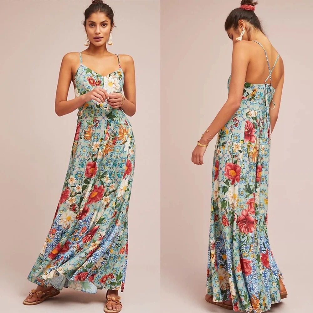 Anthropologie x Farm Rio Hibiscus Maxi Dress